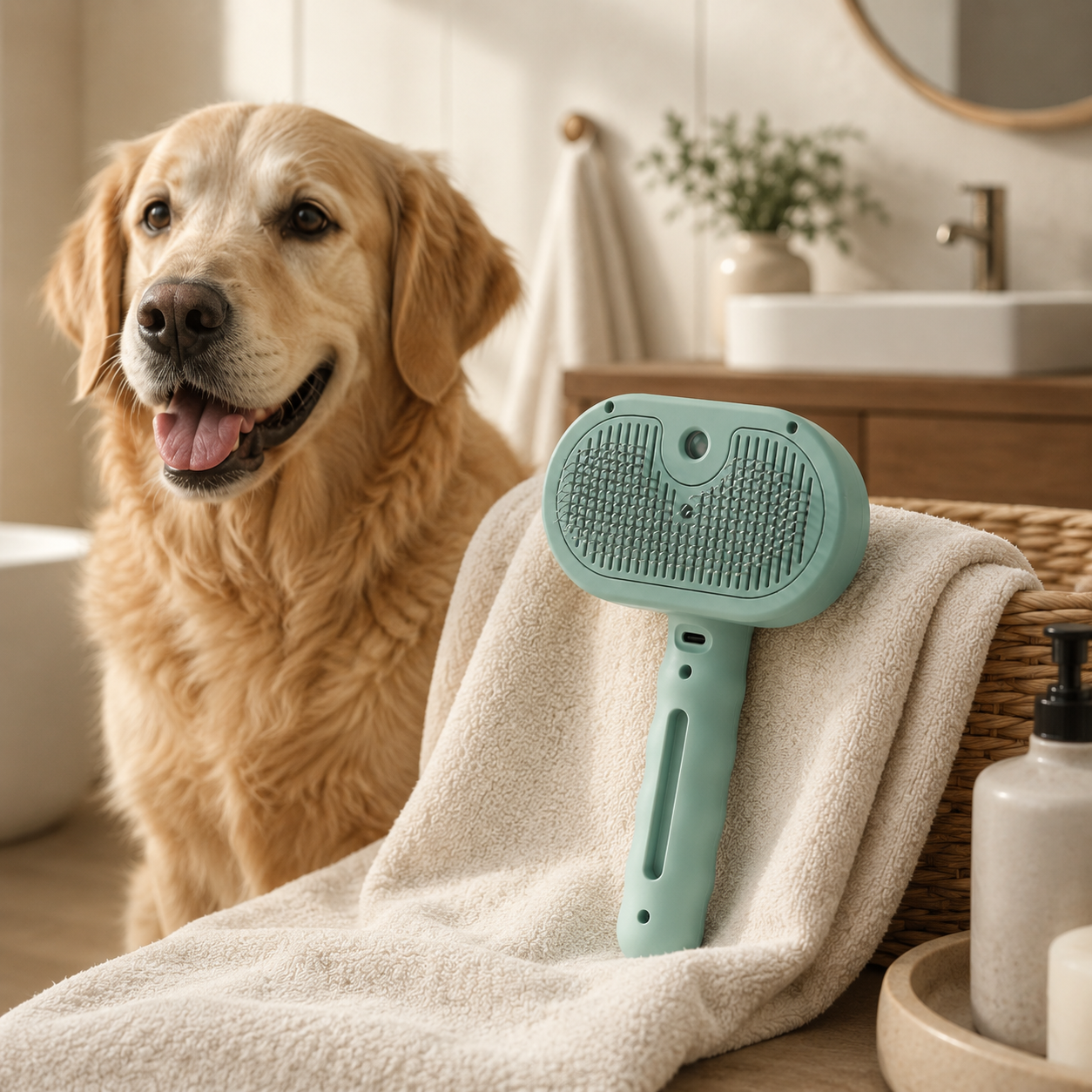 Water Spraying Dog Brush