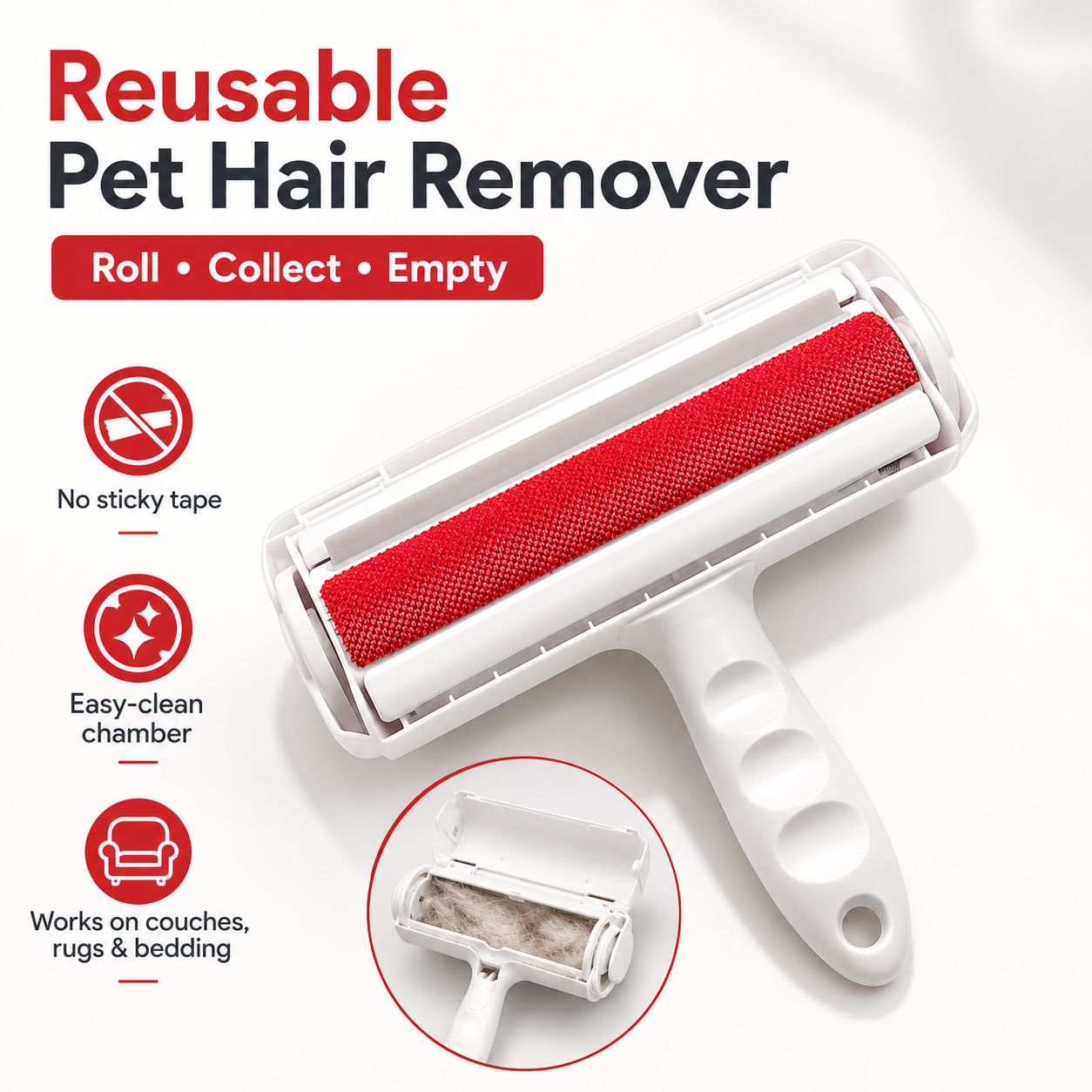 Roll, Collect, Empty - how the reusable dog hair roller works